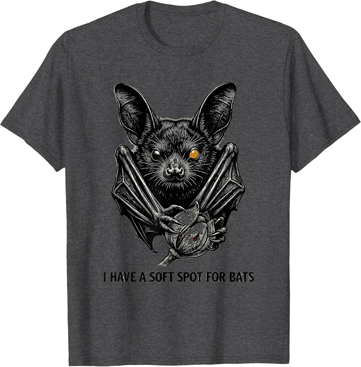 Men's I Have A Soft Spot For Bats Vintage Bat Lover Halloween T-Shirt - Dark Heather Grey