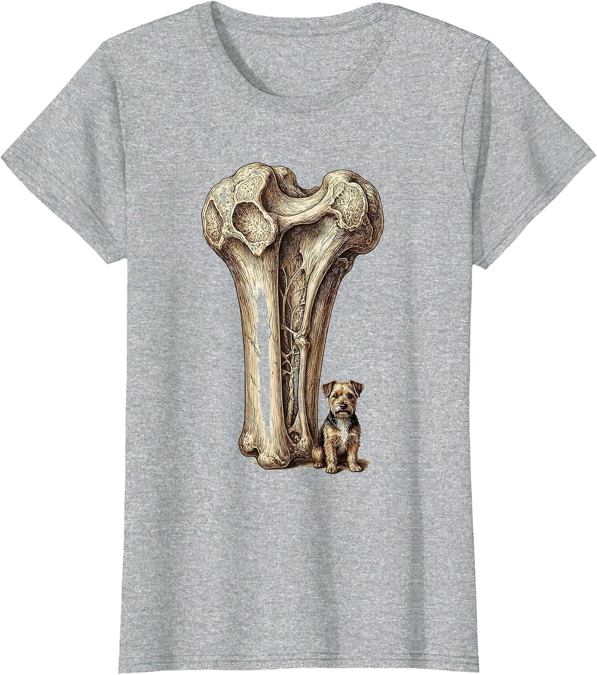 I Found This Humerus Proud Dog Bone Illustration T-Shirt - Heather Grey