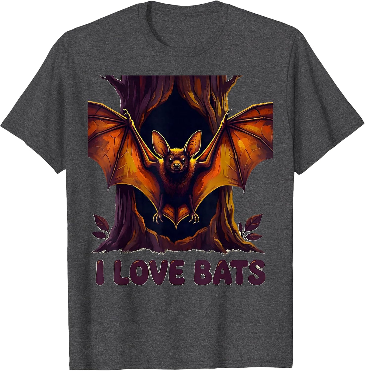 Men's I Love Bats Funny Bat Lover Wildlife Conservation Gothic T-Shirt - Dark Heather Grey