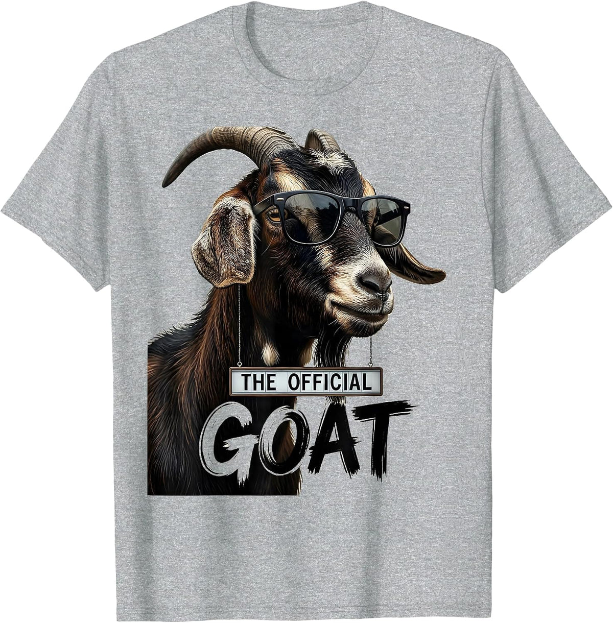 Men's The Official GOAT Funny Goat Sunglasses Animal Humor Novelty T-Shirt - Heather Grey
