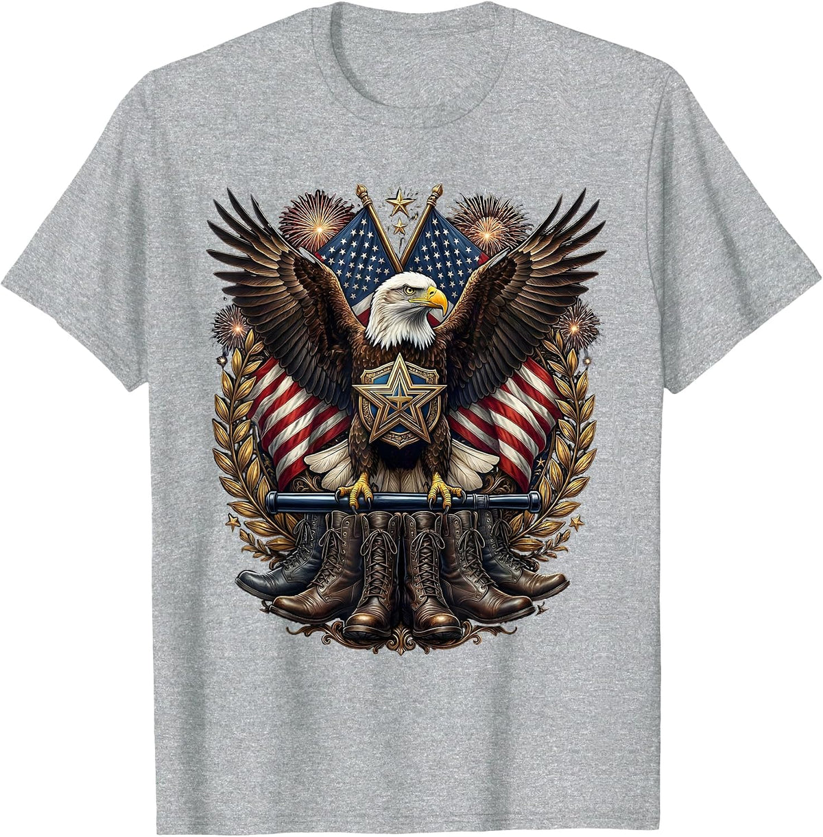 Men's NYPD Boots and Baton Precinct Steps Illustration T-Shirt - Heather Grey
