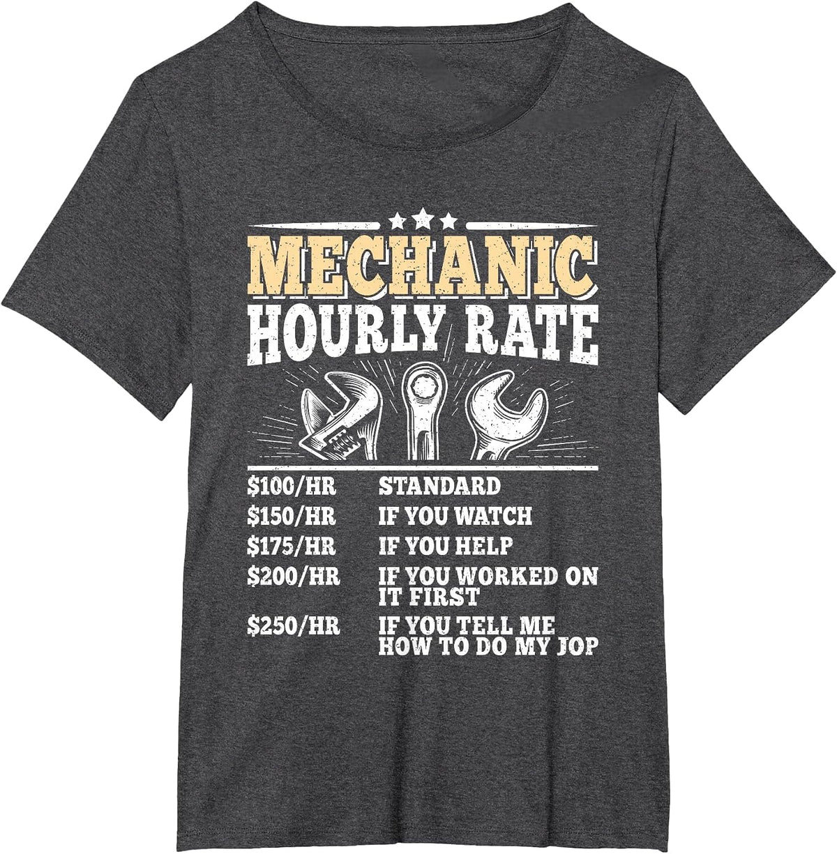 Mechanic Hourly Rate Funny Vintage Repair Men T-Shirt - Dark Heather Grey