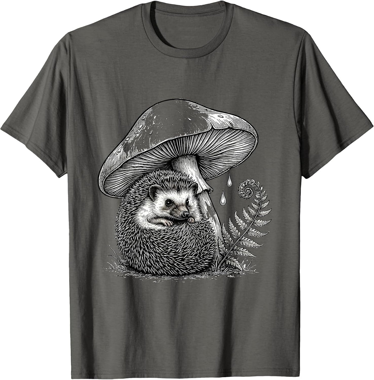 Men's Cute Hedgehog Round Art Animal Lover Gift T-Shirt - Asphalt Grey