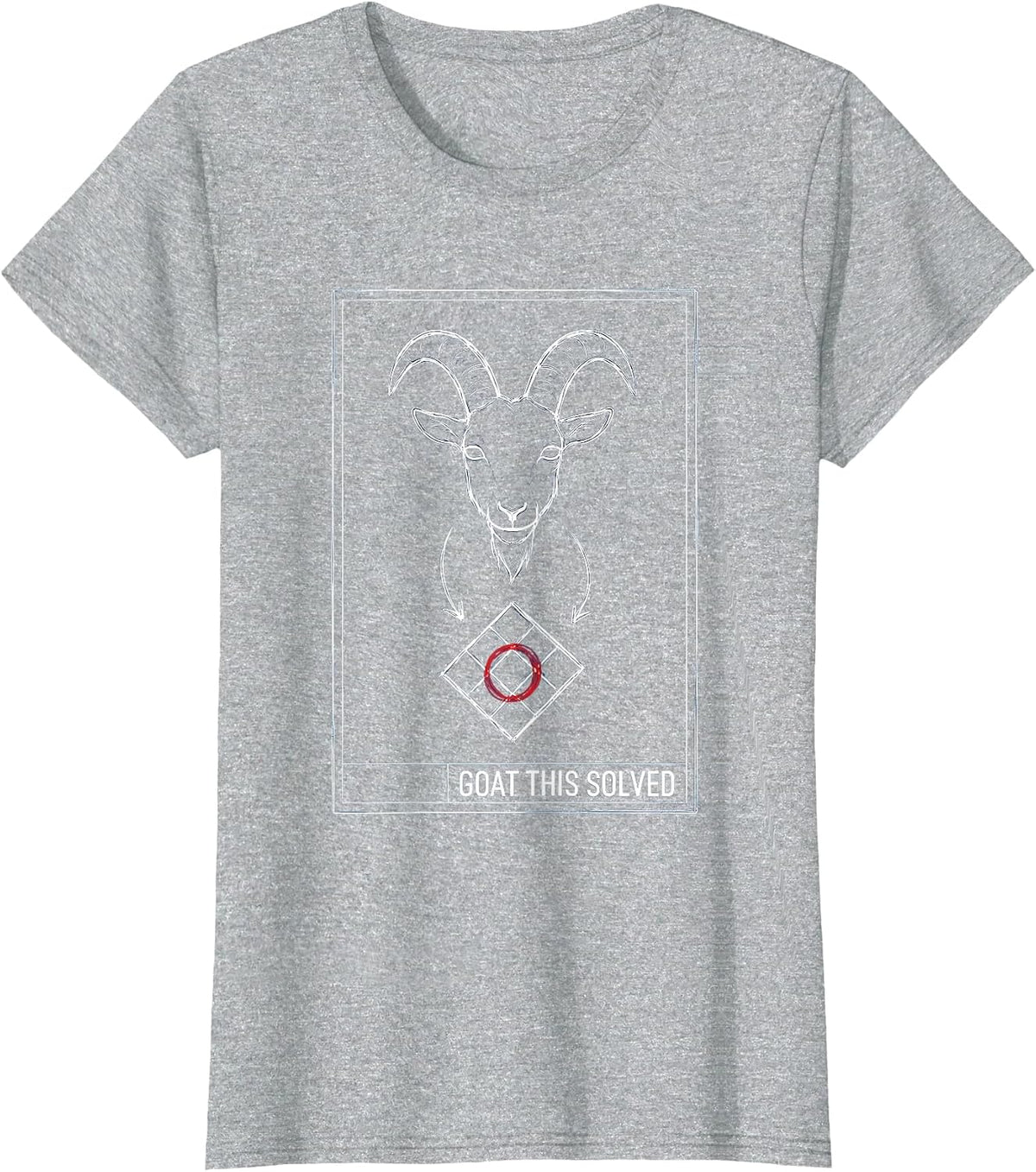 Women's Goat This Solved Technical Blueprint Funny Goat Pun Meme Dad T-Shirt - Heather Grey