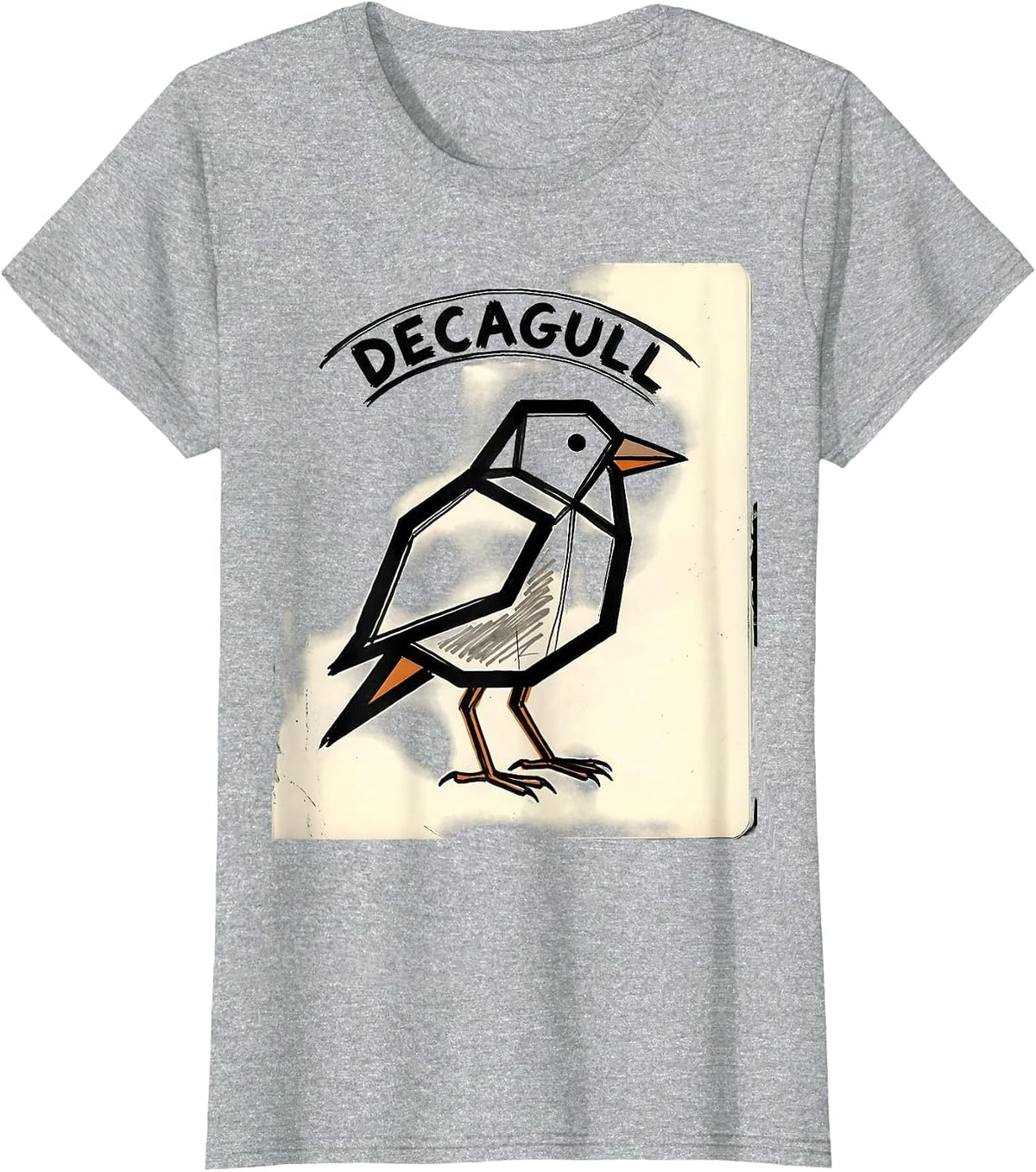 Decagull Geometric Bird Pun Funny Math Teacher Humor T-Shirt - Heather Grey