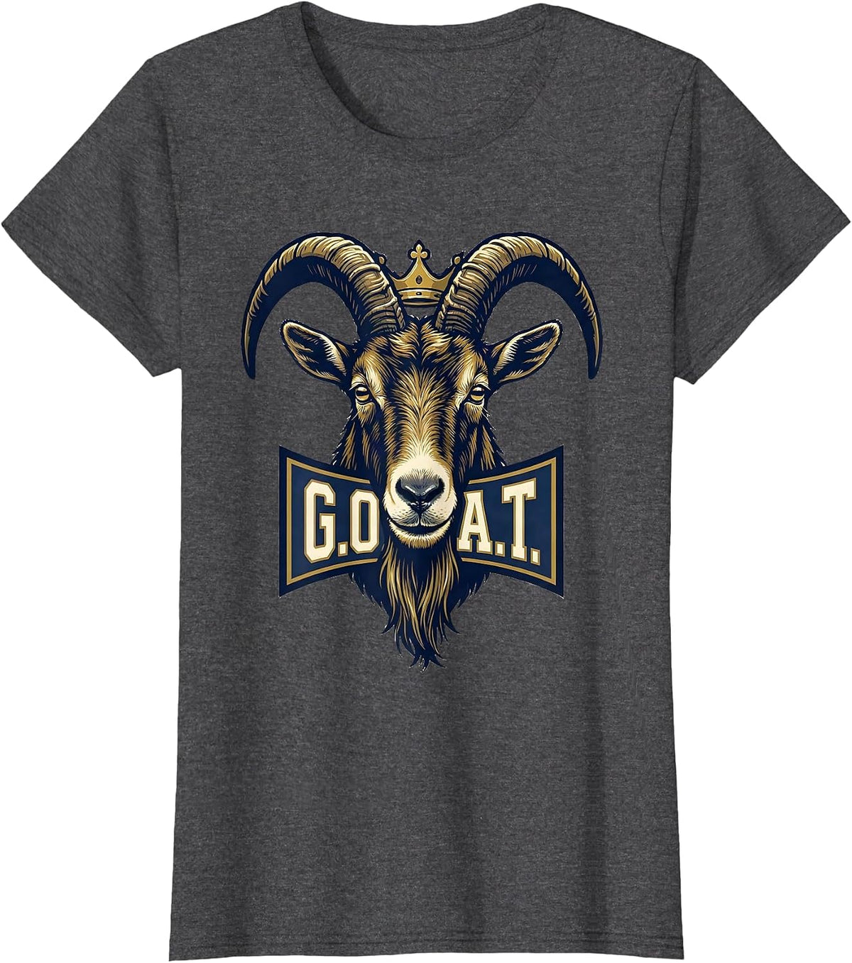 Women's G.O.A.T. Cool Goat with Sunglasses Sports Humor Novelty T-Shirt - Dark Heather Grey