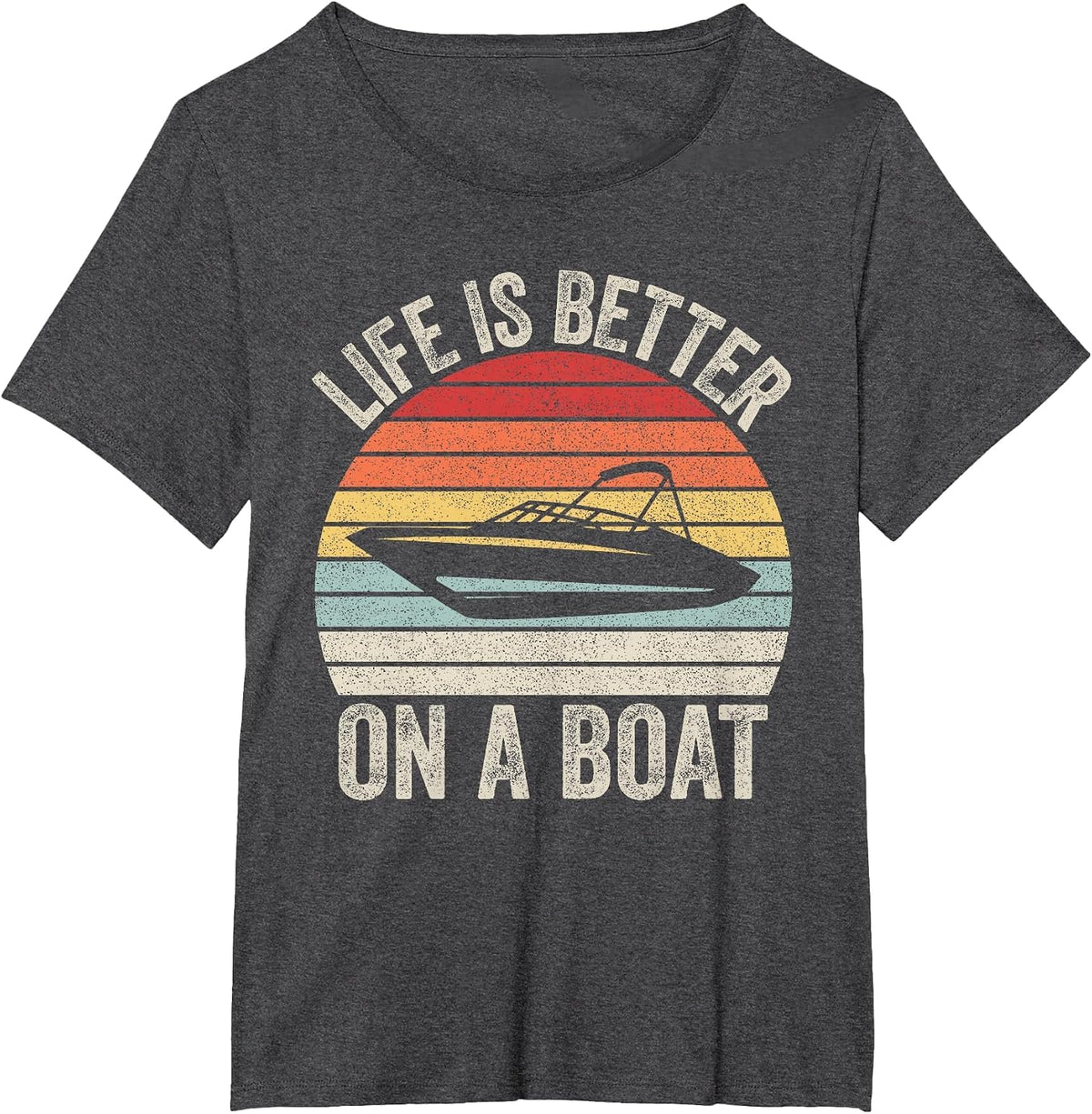 Vintage Life is Better On A Boat Captain Boating Pontoon T-Shirt - Dark Heather Grey
