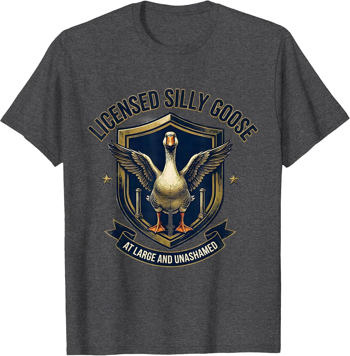 Licensed Silly Goose, At Large And Unashamed Funny T-Shirt - Dark Heather Grey
