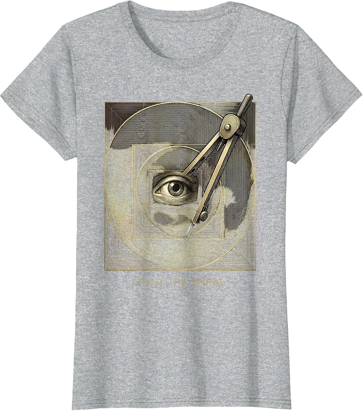 I Plot The Spiral Sacred Geometry Math Lover Fibonacci T-Shirt - Heather Grey