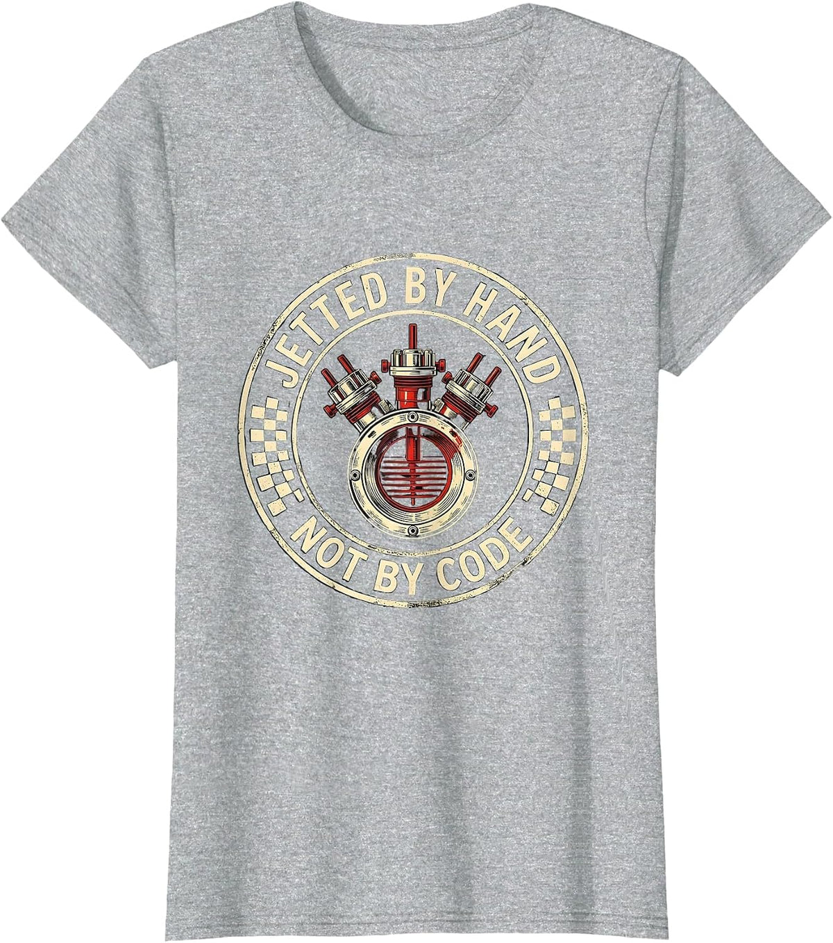 Jetted By Hand, Not By Code Funny Vintage Classic Car Racing T-Shirt - Heather Grey