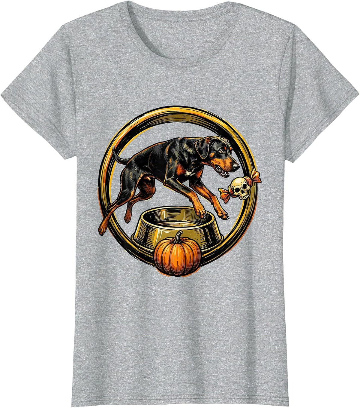 Vizsla Candy Bowl Halloween Dog Lover Humor T-Shirt - Heather Grey