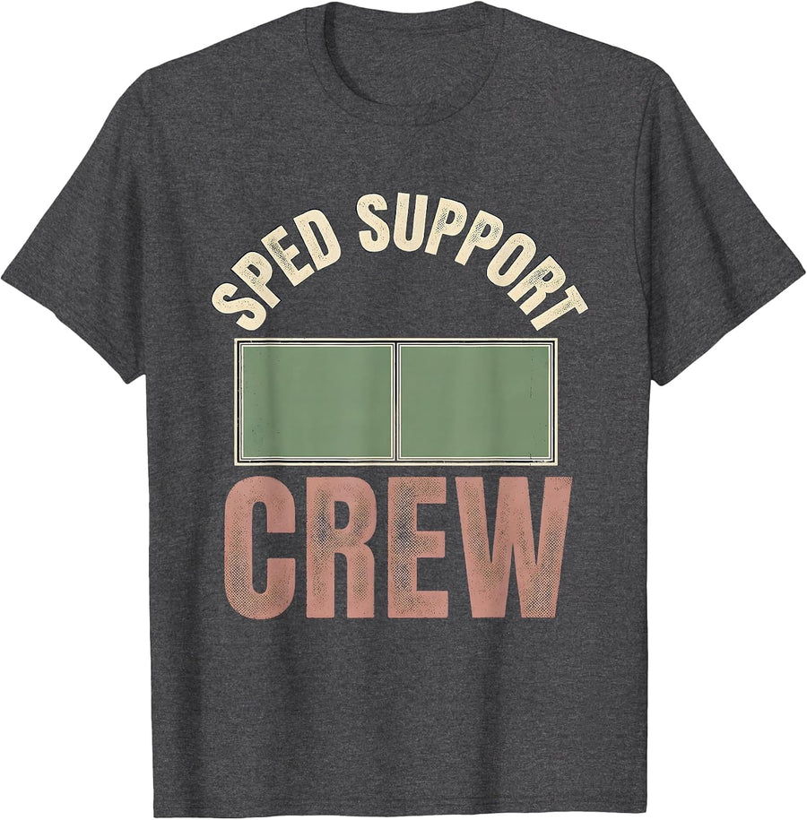 Men's SPED Support Crew Vintage Special Education Teacher T-Shirt - Dark Heather Grey