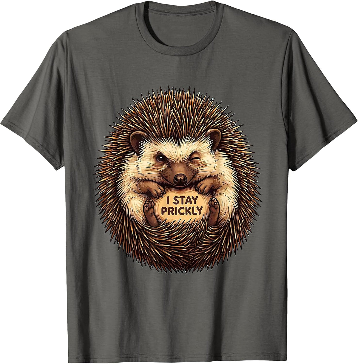 Men's I Stay Prickly Funny Hedgehog Lover Novelty Gift T-Shirt - Asphalt Grey