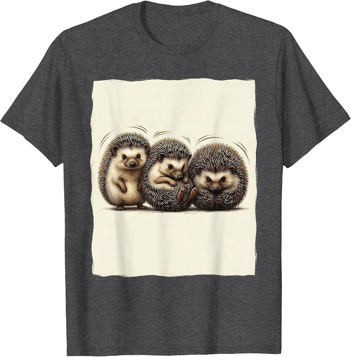 Men's Hedgehog Storybook Cute Funny Animal Lover T-Shirt - Dark Heather Grey