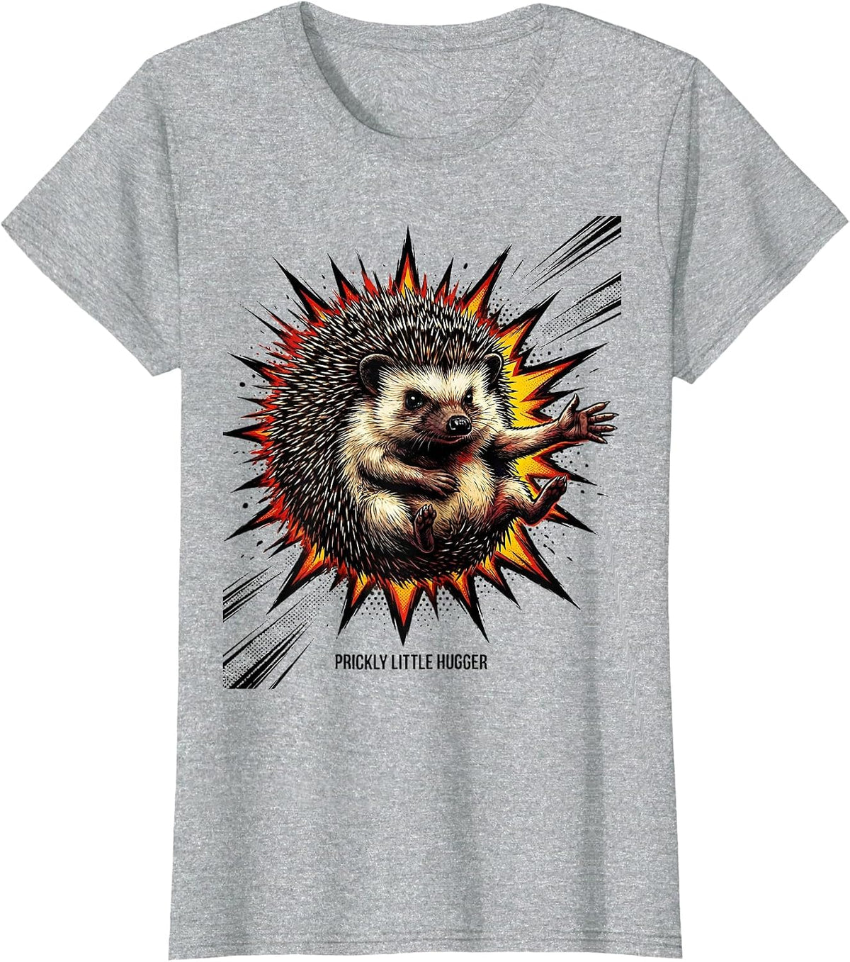 Prickly Little Hugger Cute Hedgehog Animal Lover Gift T-Shirt - Heather Grey