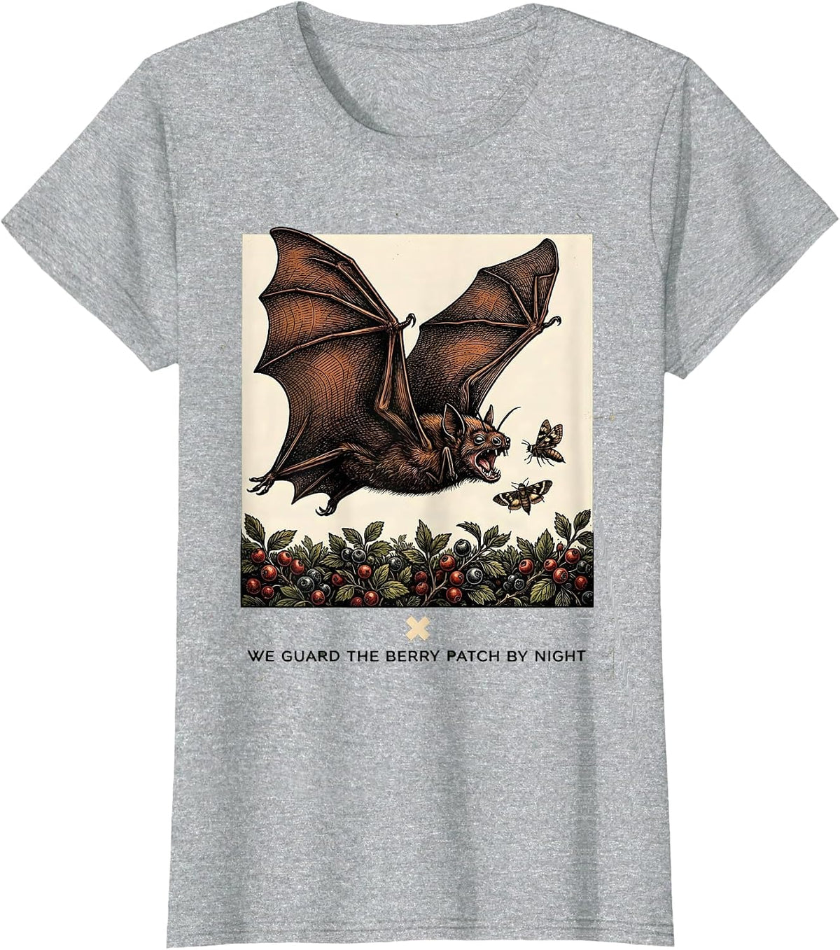 We Guard The Berry Patch By Night Vintage Bat Lover T-Shirt - Heather Grey