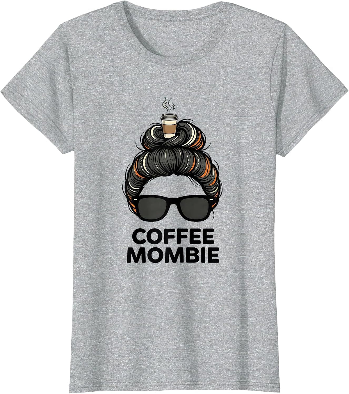 Women's Coffee Mombie Funny Messy Bun Mom Halloween Costume T-Shirt - Heather Grey