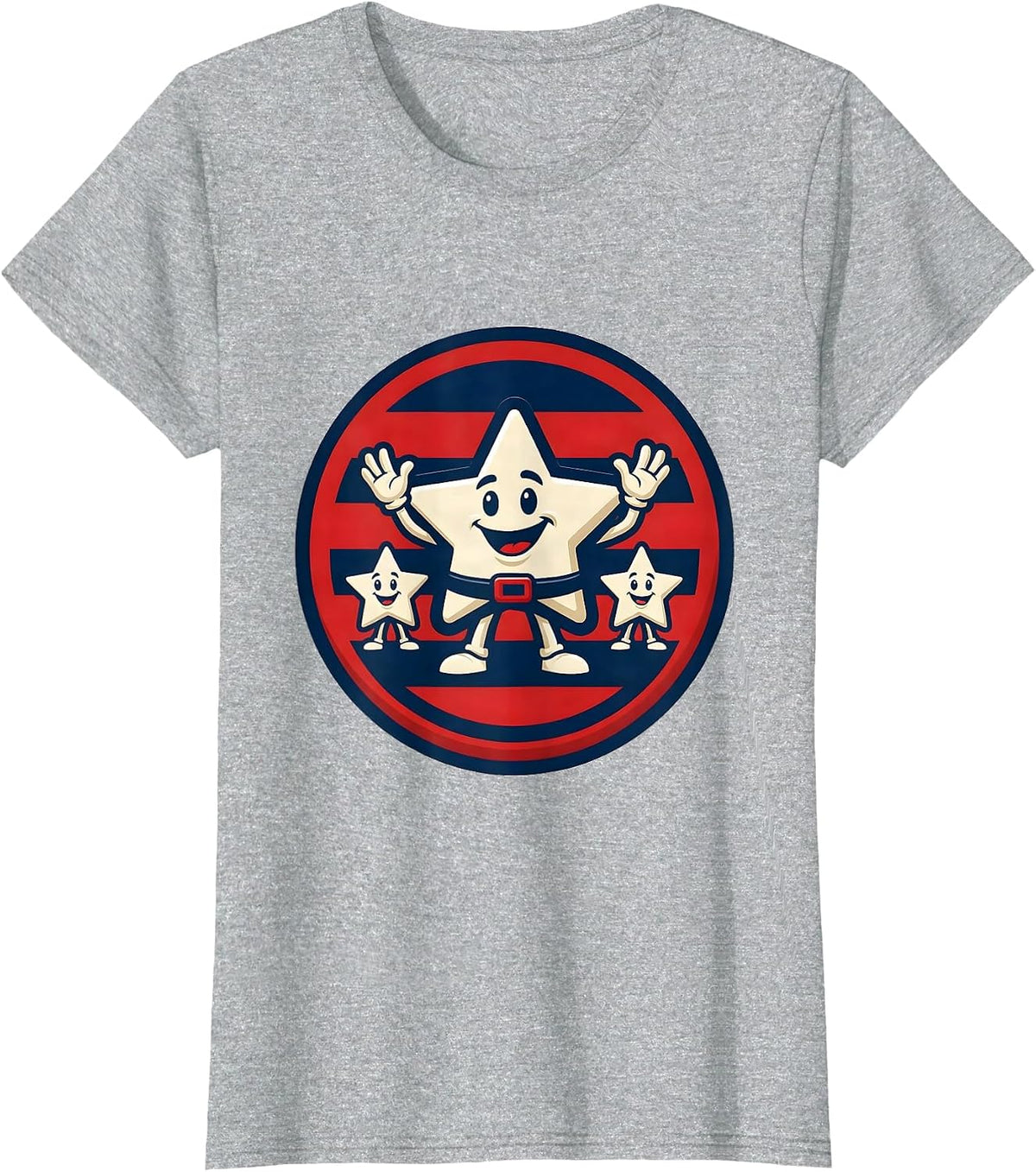 Women's Sealed Star Family Badge Patriotic Americana Labor Day T-Shirt - Heather Grey