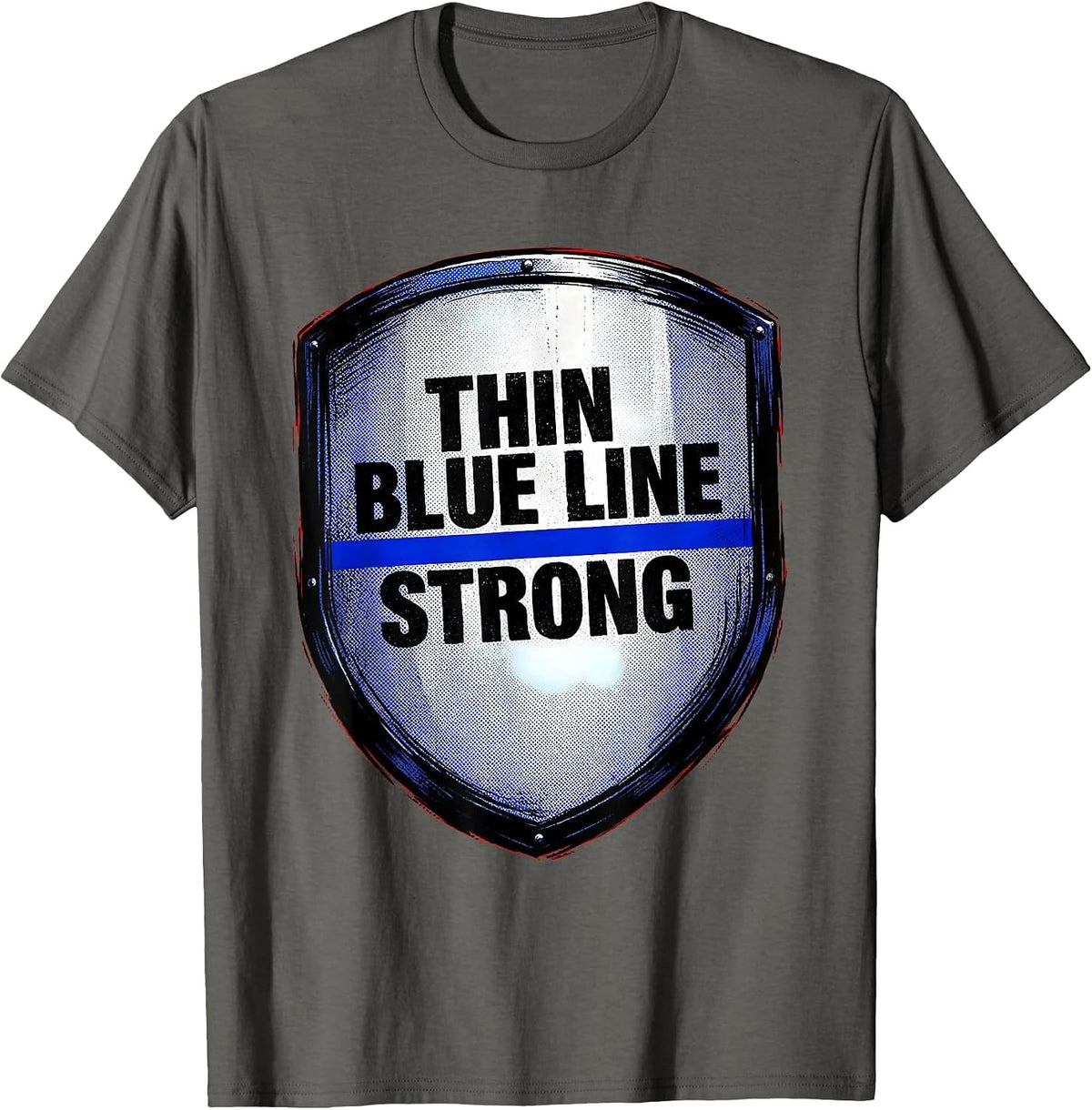 Men's Thin Blue Line Strong Law Enforcement Design T-Shirt - Asphalt Grey