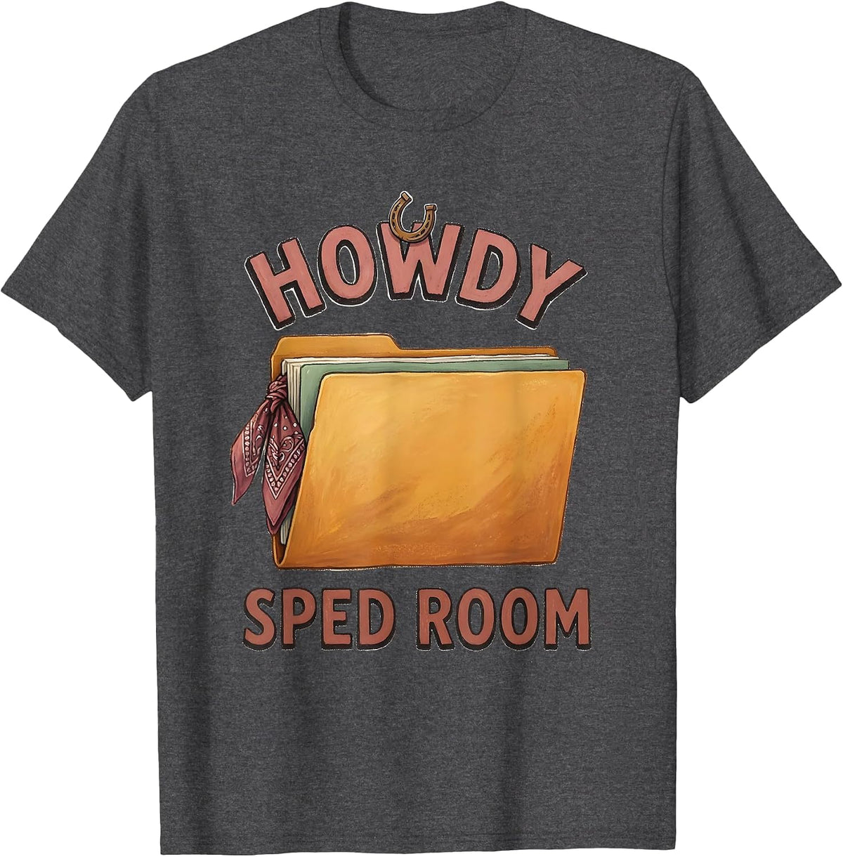 Howdy SPED Room Storybook Western Grade-Level Teacher T-Shirt - Dark Heather Grey