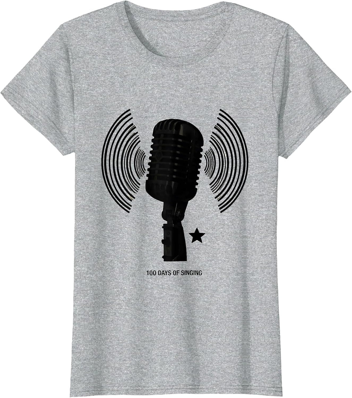 100 Days of Singing Vintage Microphone Music Teacher T-Shirt - Heather Grey
