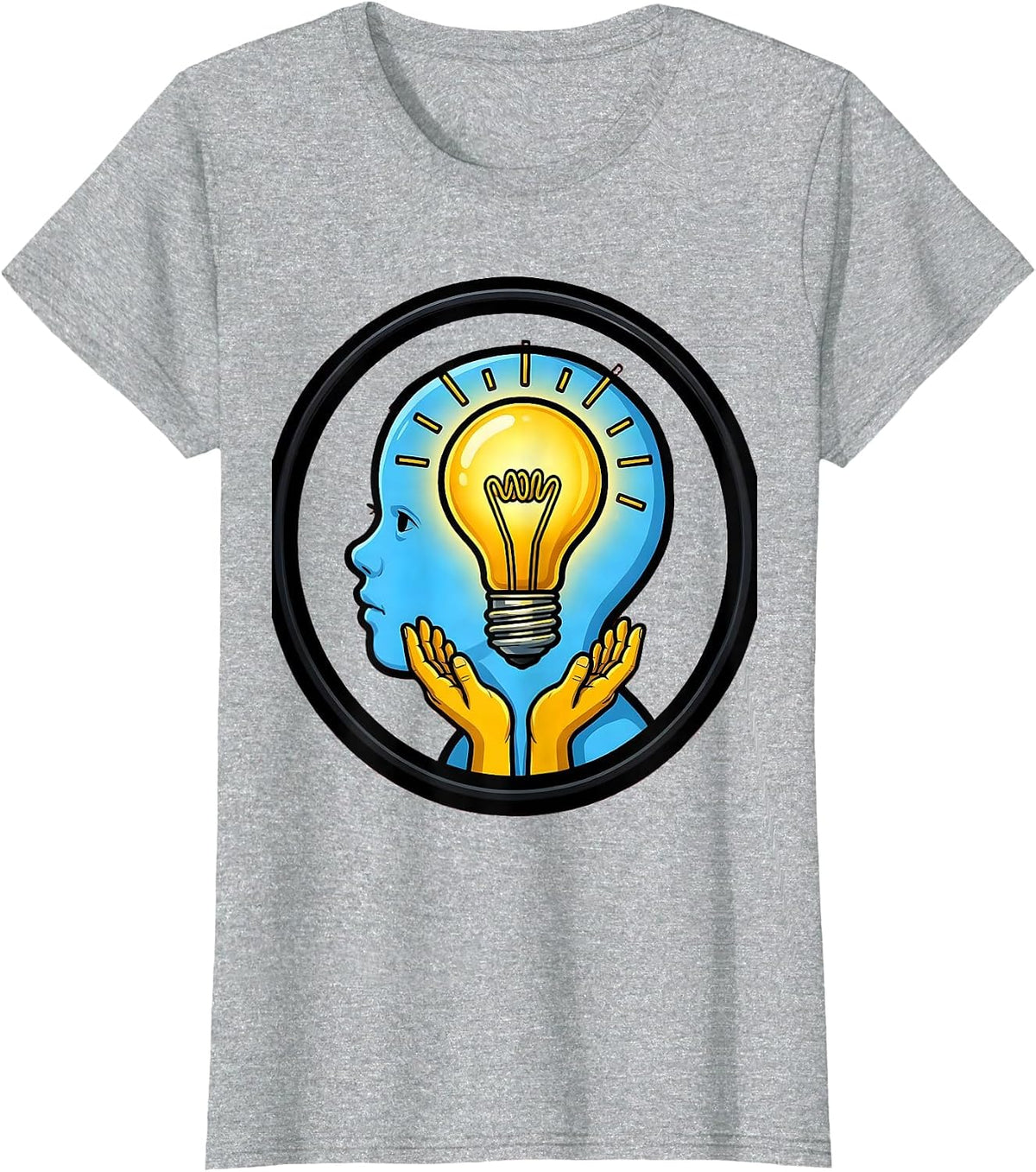 Women's Sped Teacher Glowing Lightbulb Mind Graphic T-Shirt - Heather Grey