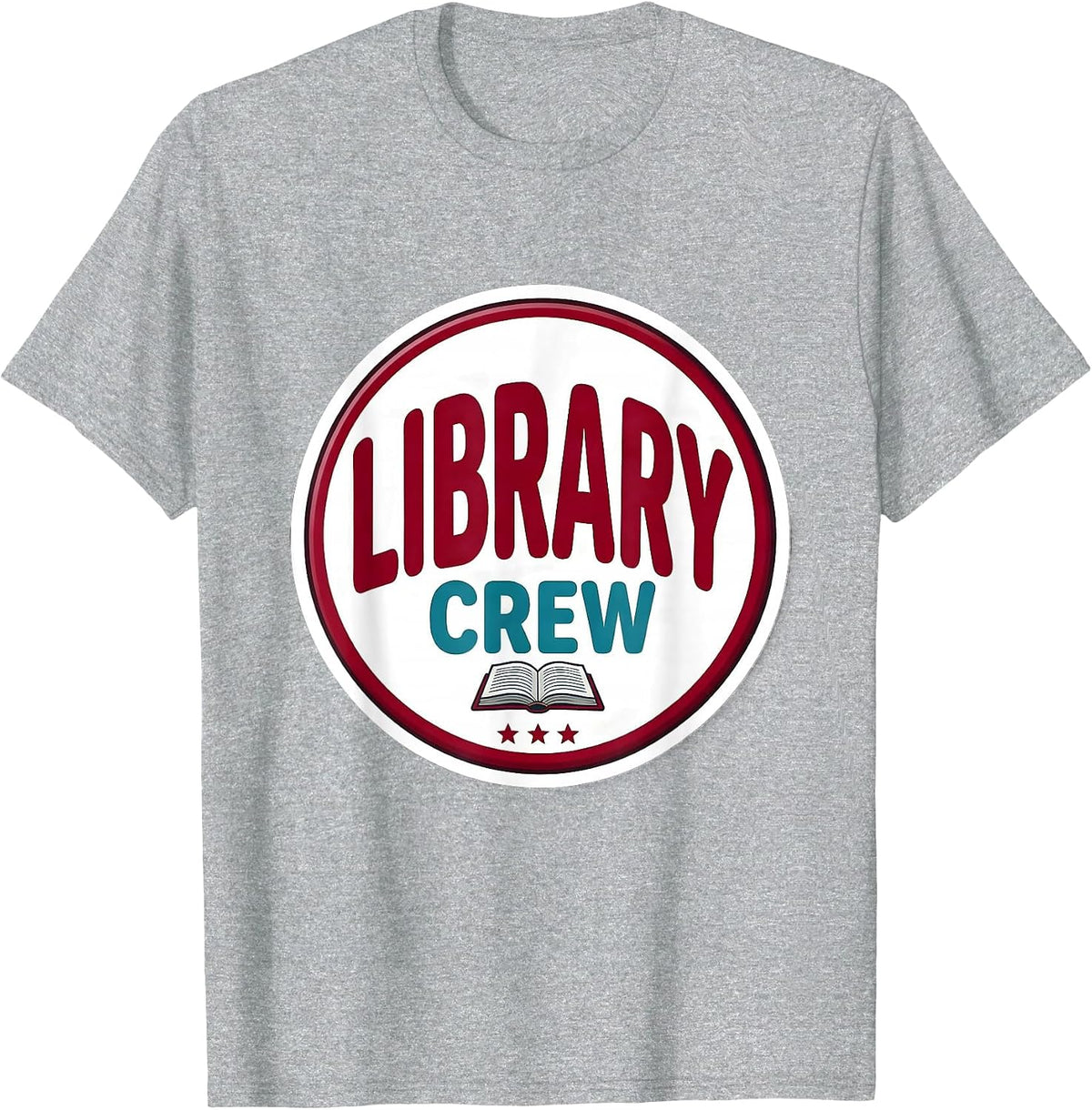 Men's Library Crew Sticker Funny Teacher Team Back To School T-Shirt - Heather Grey