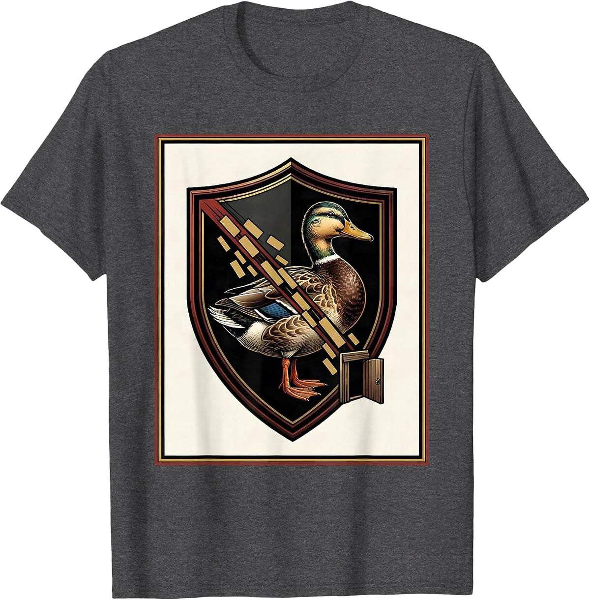 Heraldic Duck Emblem Funny Novelty Humor Gift T-Shirt - Dark Heather Grey