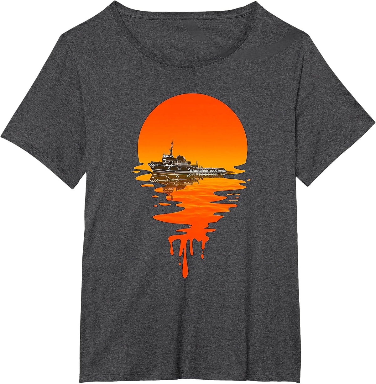 Vintage Retro Style Tugboat T-Shirt - Dark Heather Grey