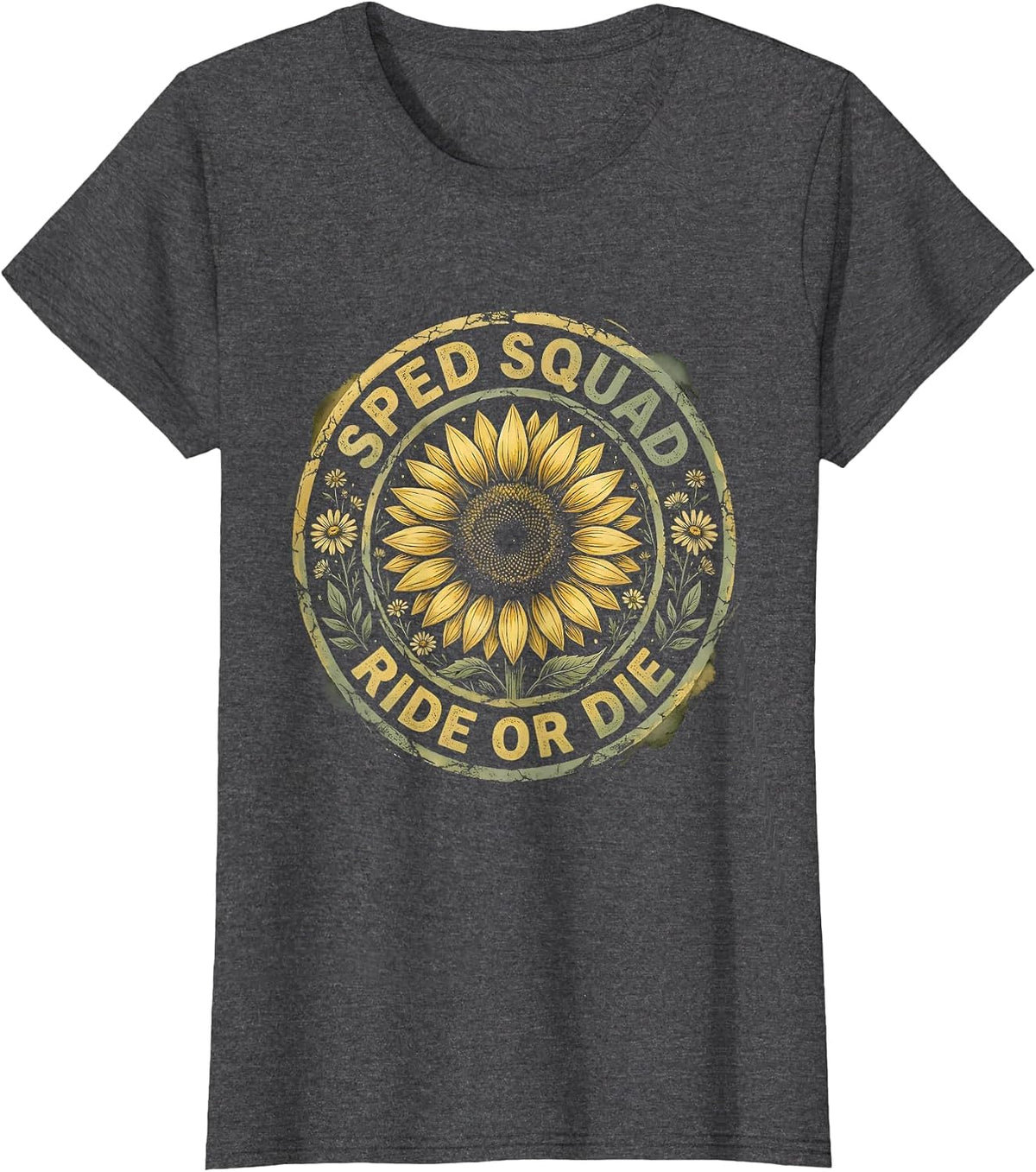 Women's Sped Squad Ride Or Die Special Ed Teacher T-Shirt - Dark Heather Grey