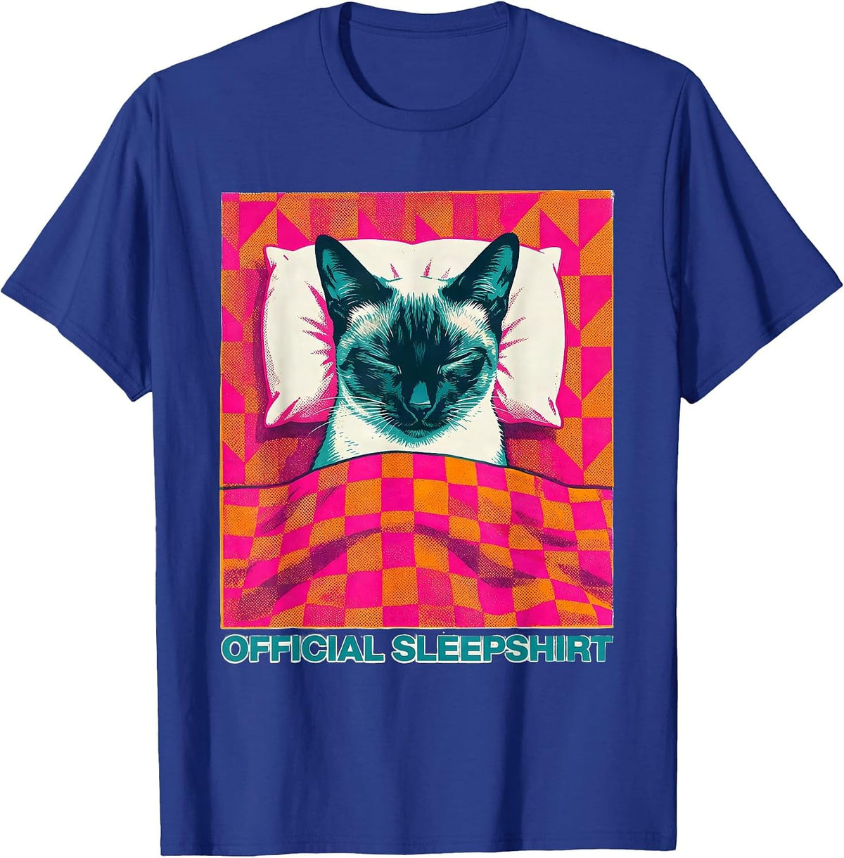 Official Sleepshirt Siamese Cat Cozy Napping Animal Lover T-Shirt - Royal Blue