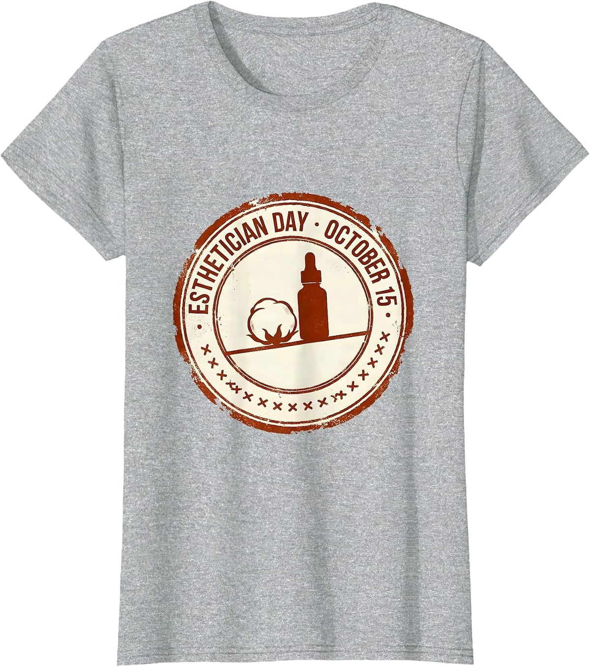 Esthetician Day October 15 Rubber Stamp Professional Gift T-Shirt - Heather Grey
