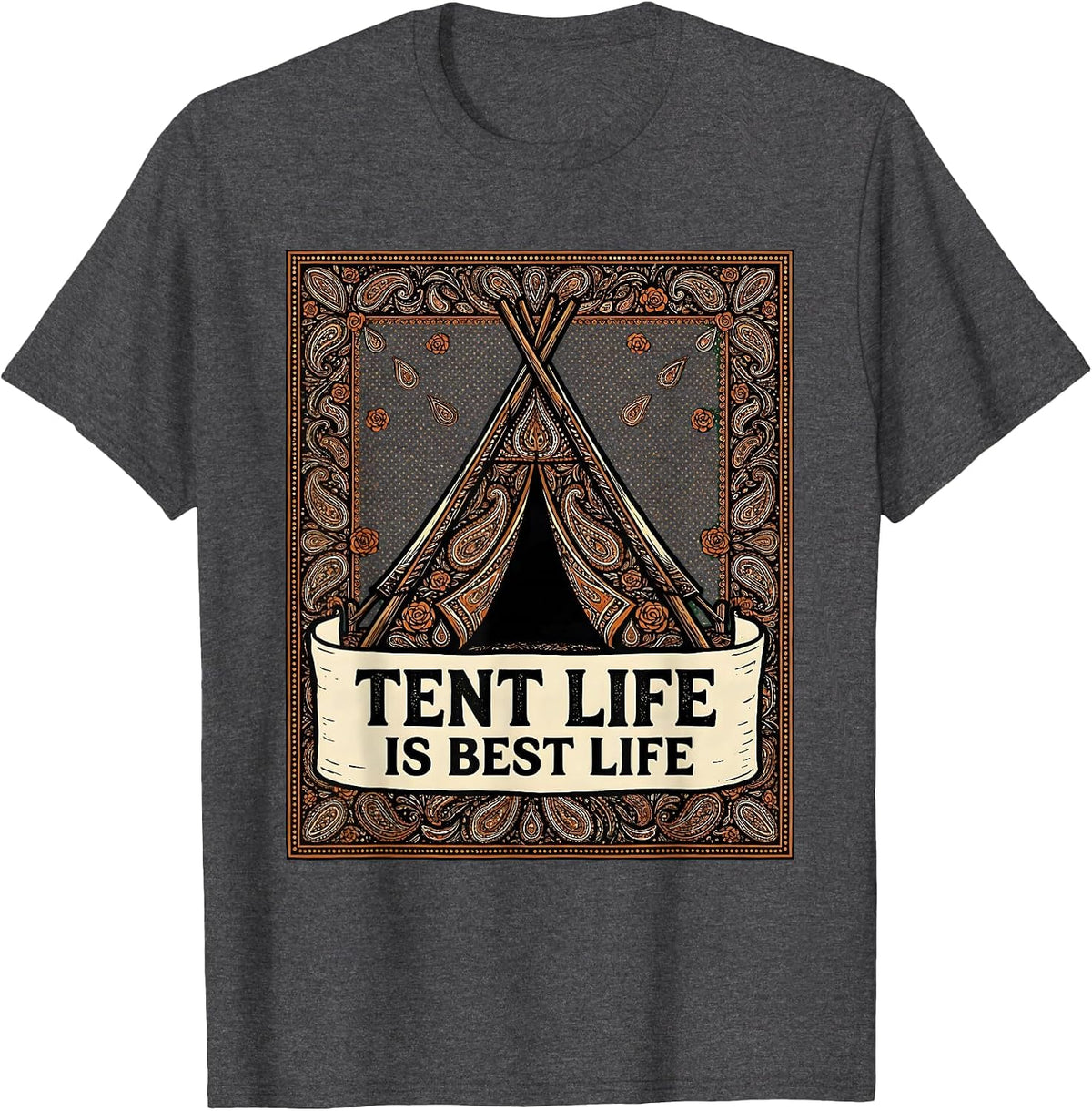 Tent Life Is Best Life Camping Design T-Shirt - Dark Heather Grey