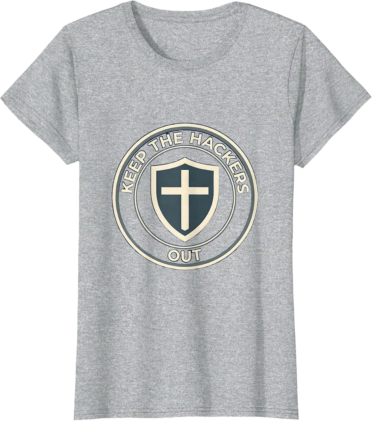 Women's Keep the Hackers Out Cybersecurity Design T-Shirt - Heather Grey