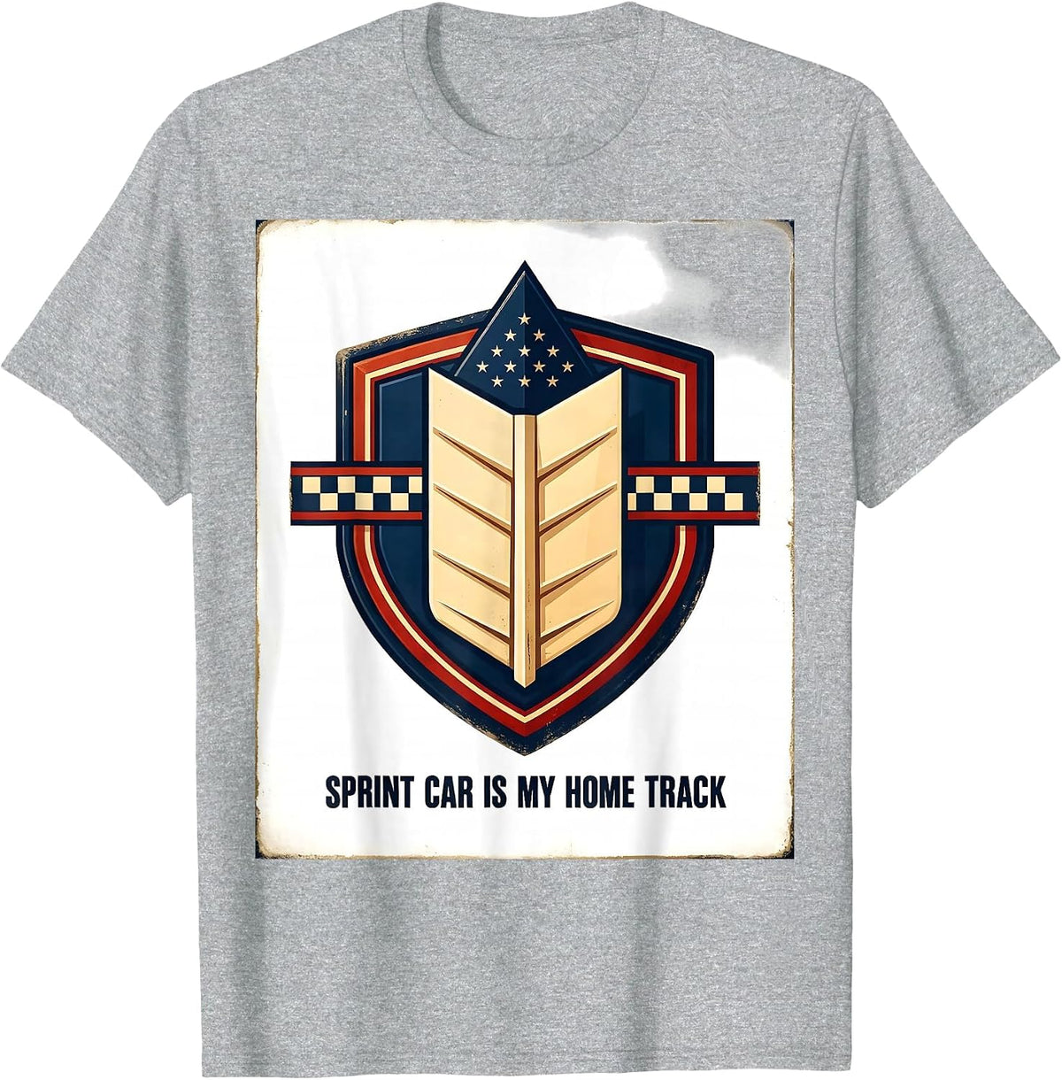 Men's Sprint Car Is My Home Track Patriotic Checkered Flag Racing T-Shirt - Heather Grey
