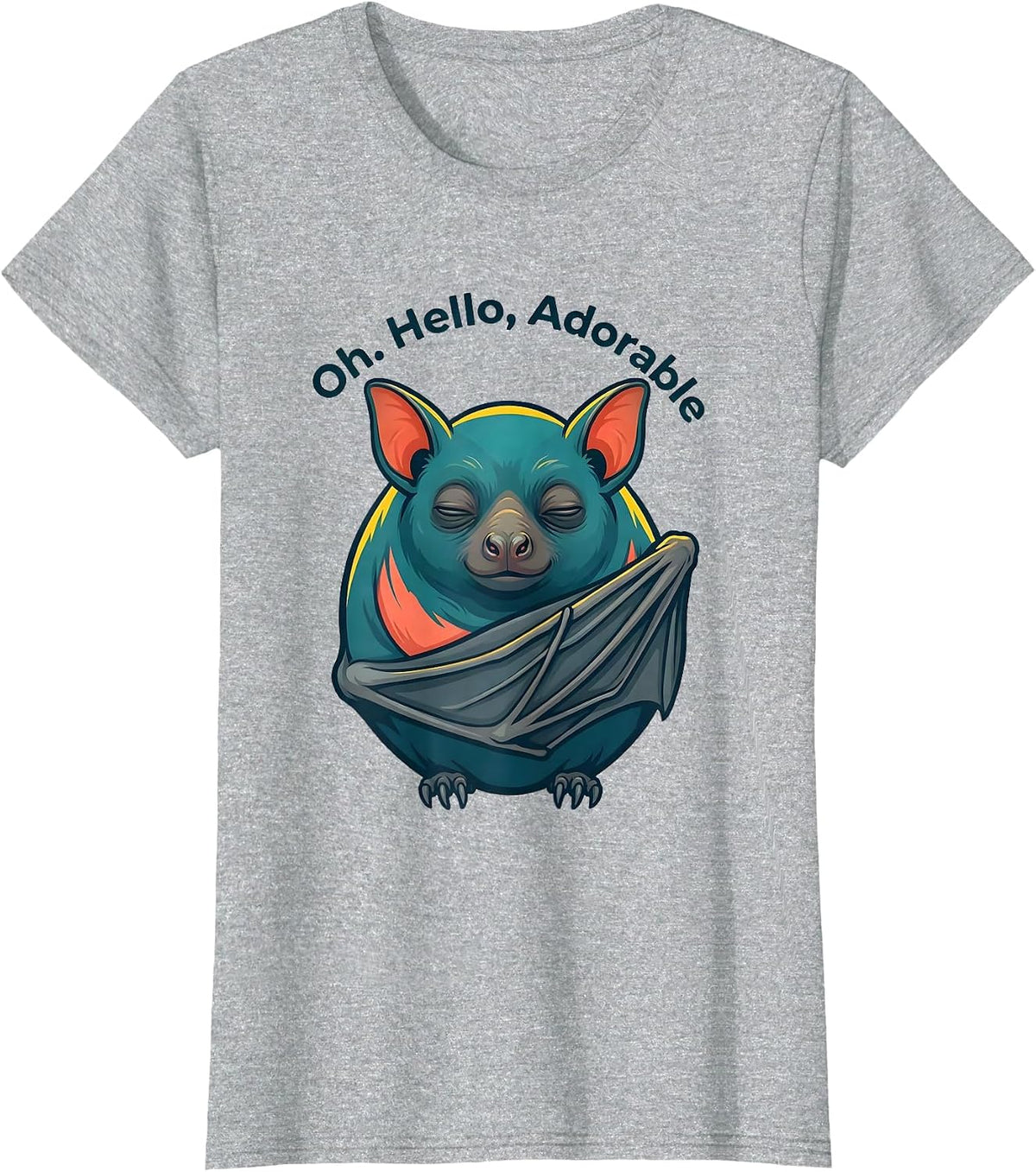 Oh. Hello, Adorable Vintage Bat Lover Halloween Nature T-Shirt - Heather Grey