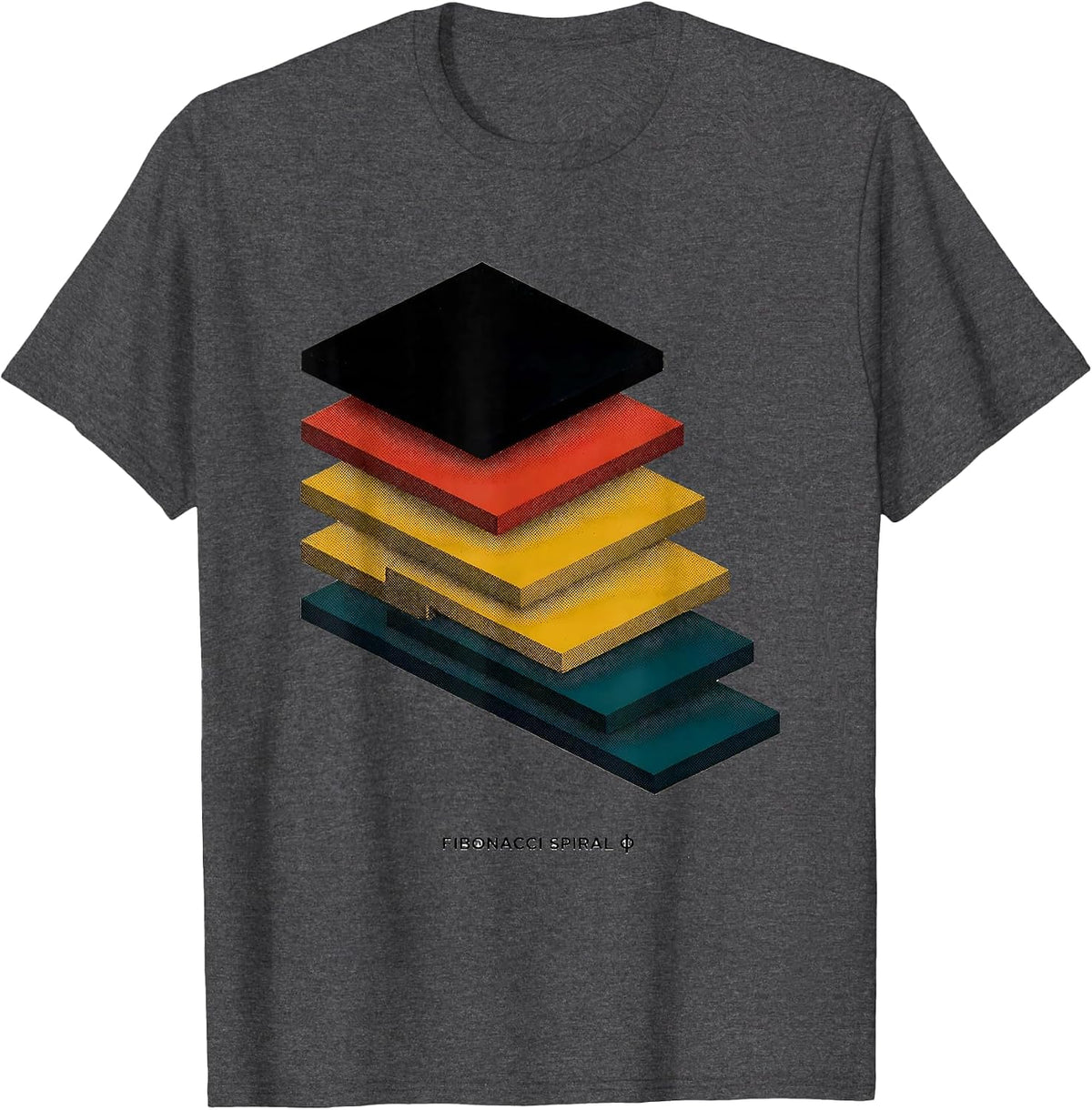 Men's Fibonacci Spiral Φ Sacred Geometry Math Enthusiast Teacher T-Shirt - Dark Heather Grey