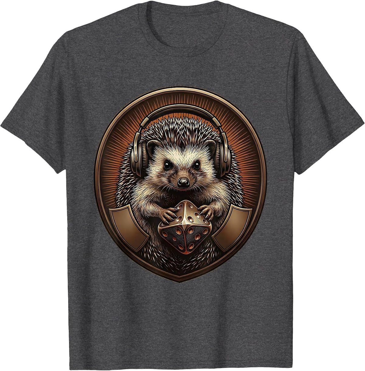 Crowned Hedgehog Gamer Meme Autistic Humor T-Shirt - Dark Heather Grey