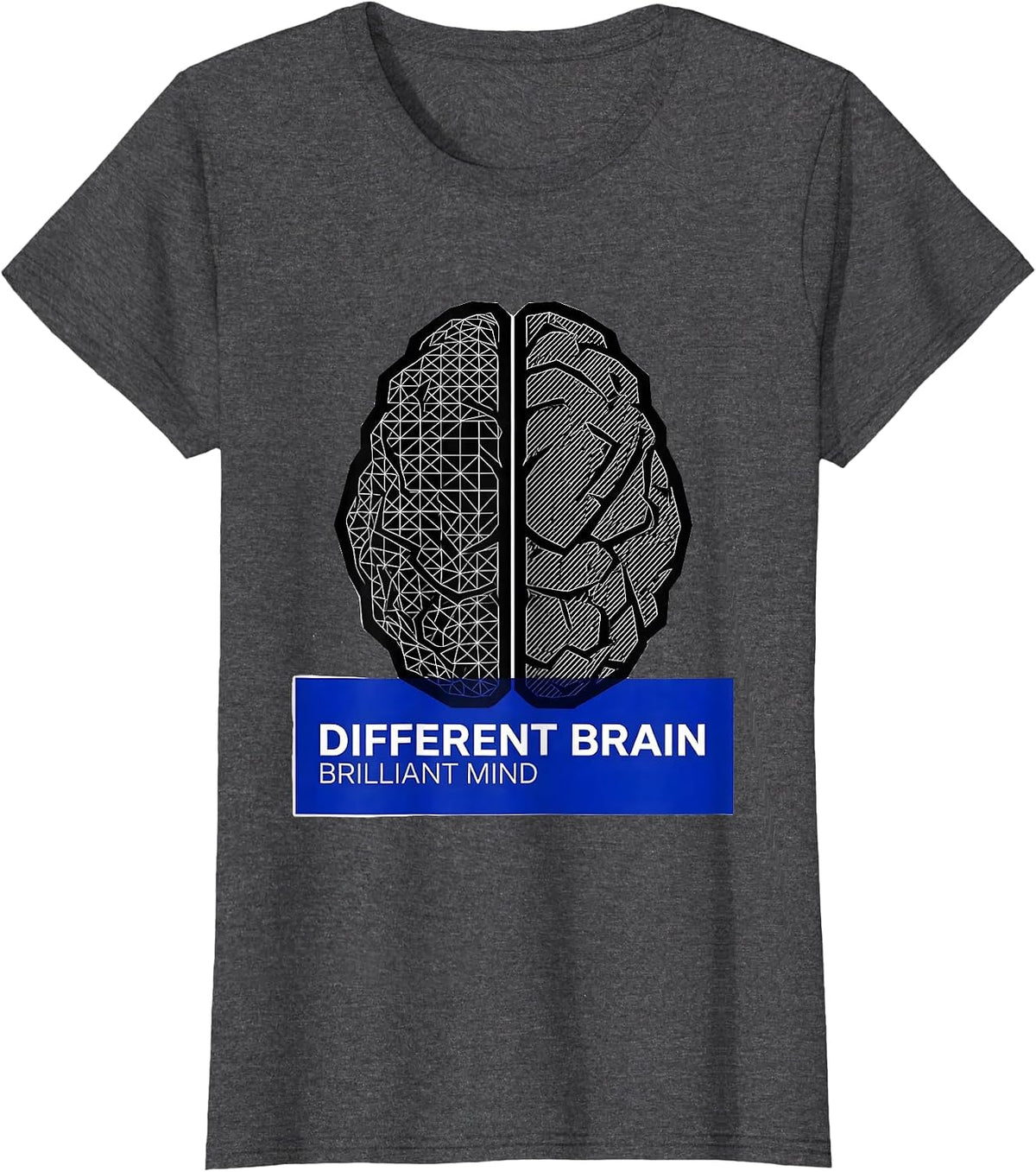 Women's Different Brain Brilliant Mind Neurodiversity Design T-Shirt - Dark Heather Grey