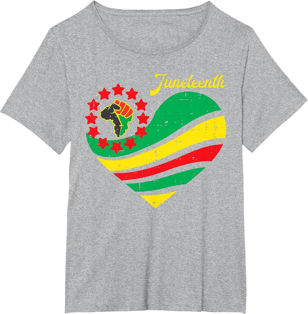 Juneteenth Heart Africa Fist June 19th 1865 Men Women Kids T-Shirt - Heather Grey