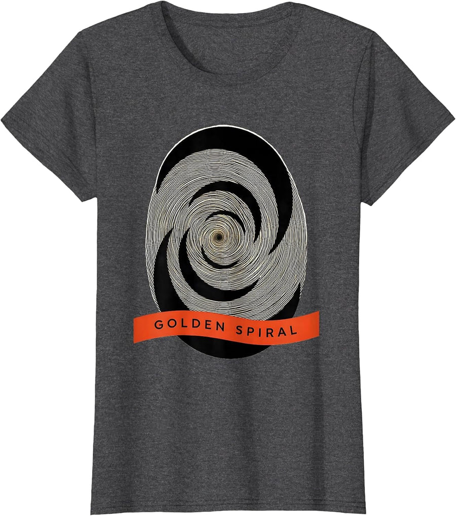 Women's Golden Spiral Op Art Moire Math Enthusiast Sacred Geometry T-Shirt - Dark Heather Grey