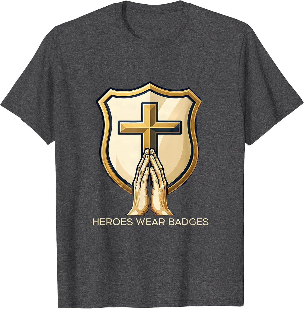 Men's Heroes Wear Badges Law Enforcement Design T-Shirt - Dark Heather Grey