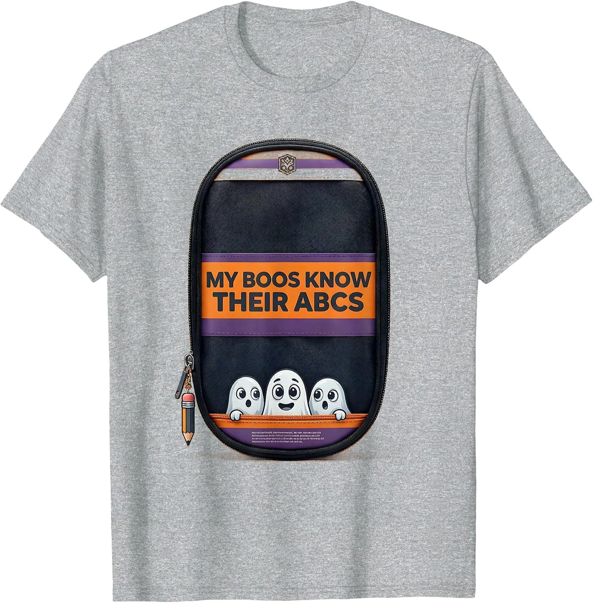 Men's My Boos Know Their ABCs Funny Teacher Ghost Halloween T-Shirt - Heather Grey