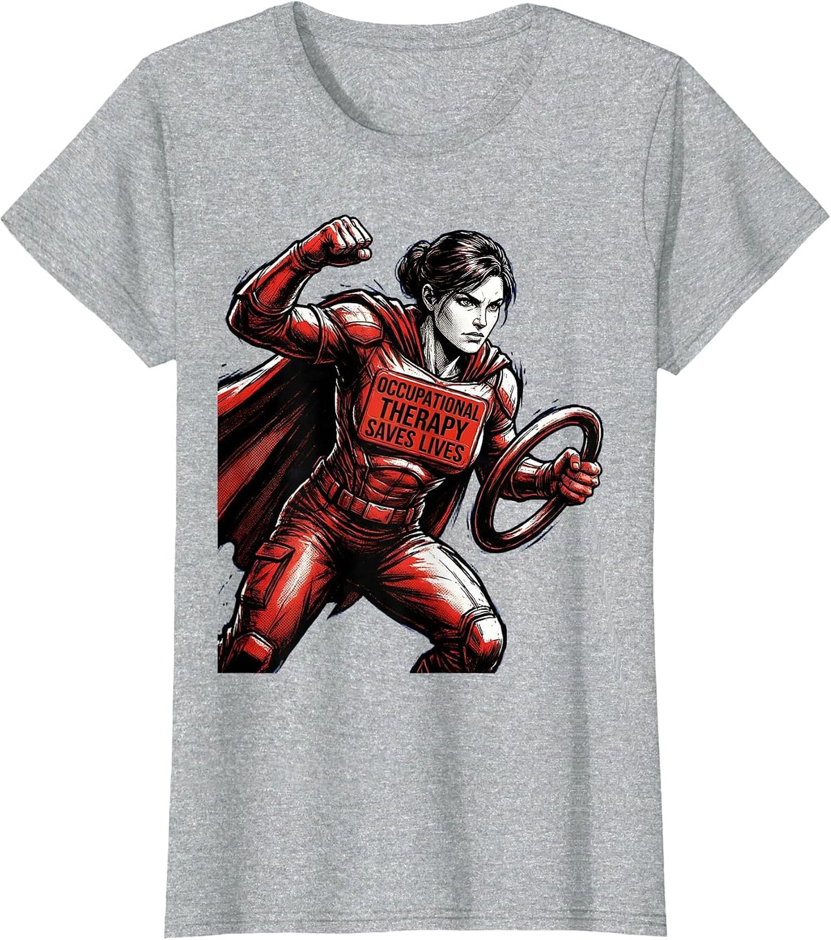 Women's Occupational Therapy Saves Lives Bold Design T-Shirt - Heather Grey