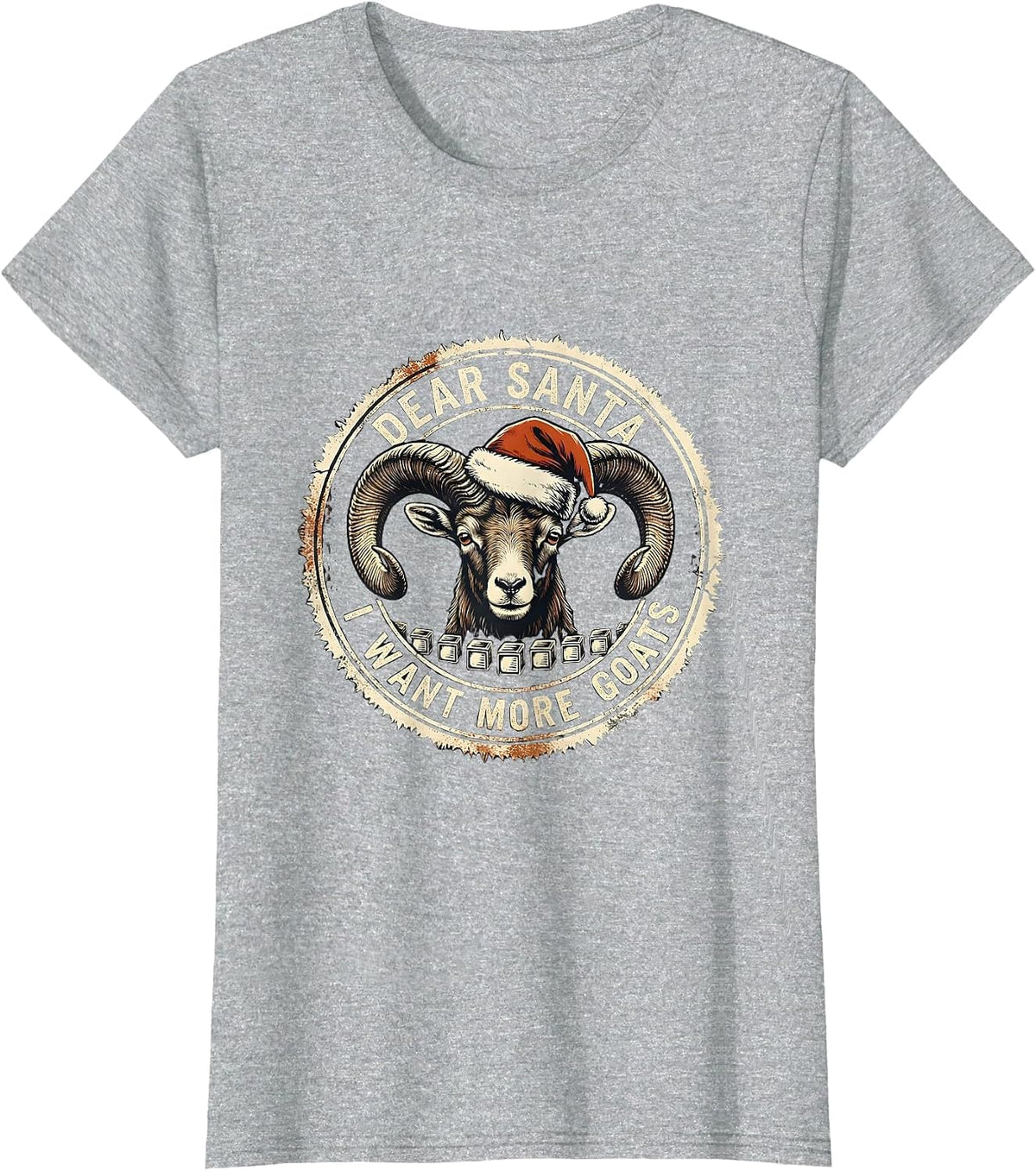 Women's Dear Santa, I Want More Goats Funny Goat Lover Christmas T-Shirt - Heather Grey