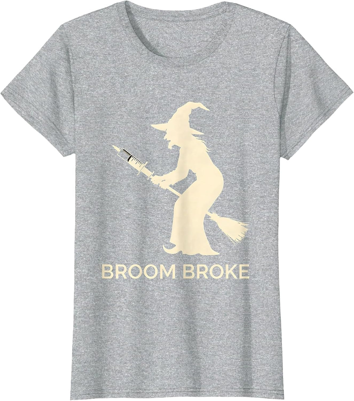 Women's Witch Hat Nurse Halloween Work Humor T-Shirt - Heather Grey