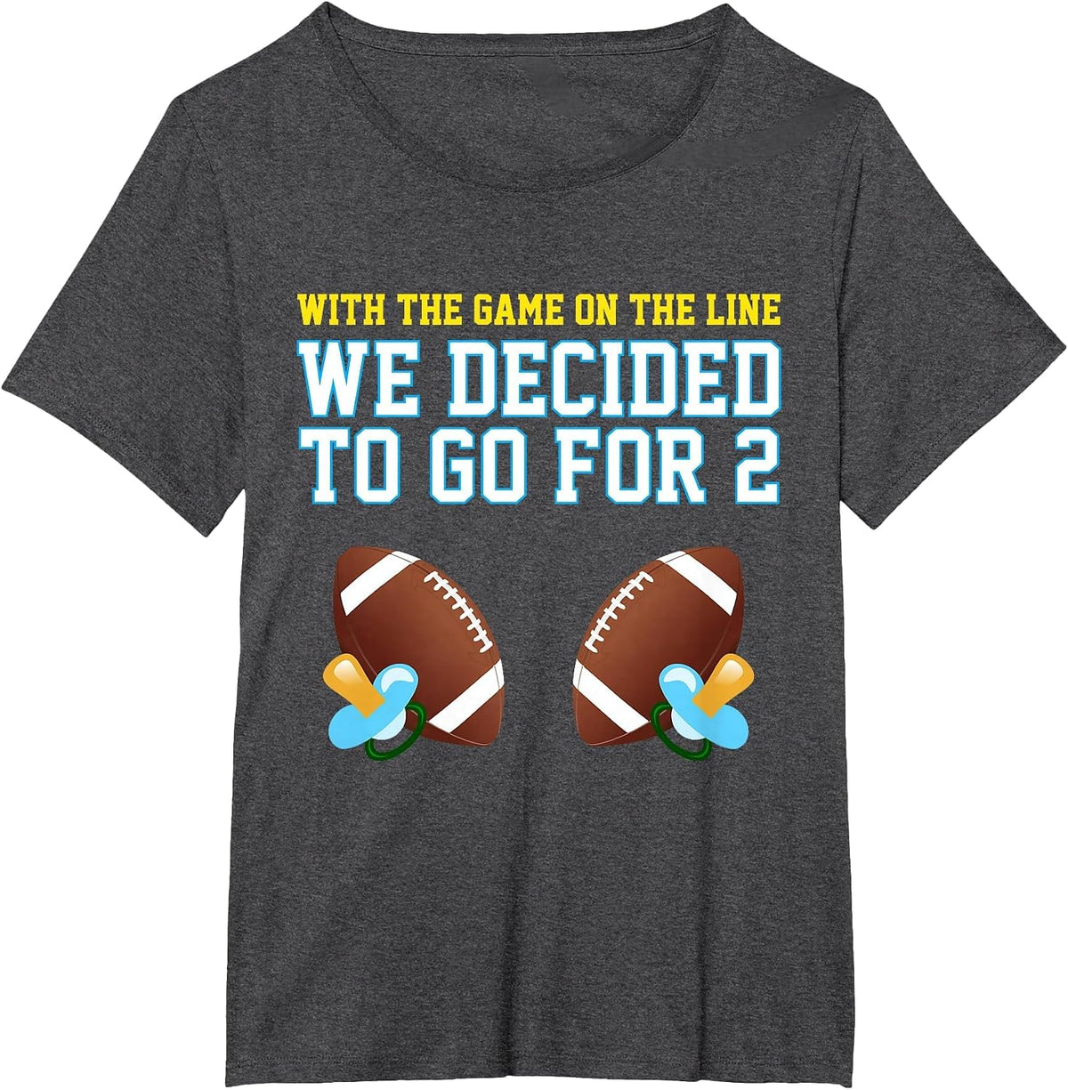 Dad of Twins Tshirt: Mom of Twins Tshirt: Football Tee T-Shirt - Dark Heather Grey