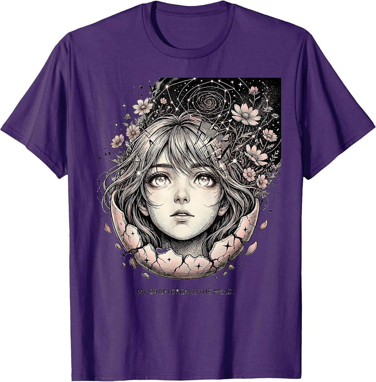 Men's My Brain Breaks the Mold Neurodiversity Design T-Shirt - Purple