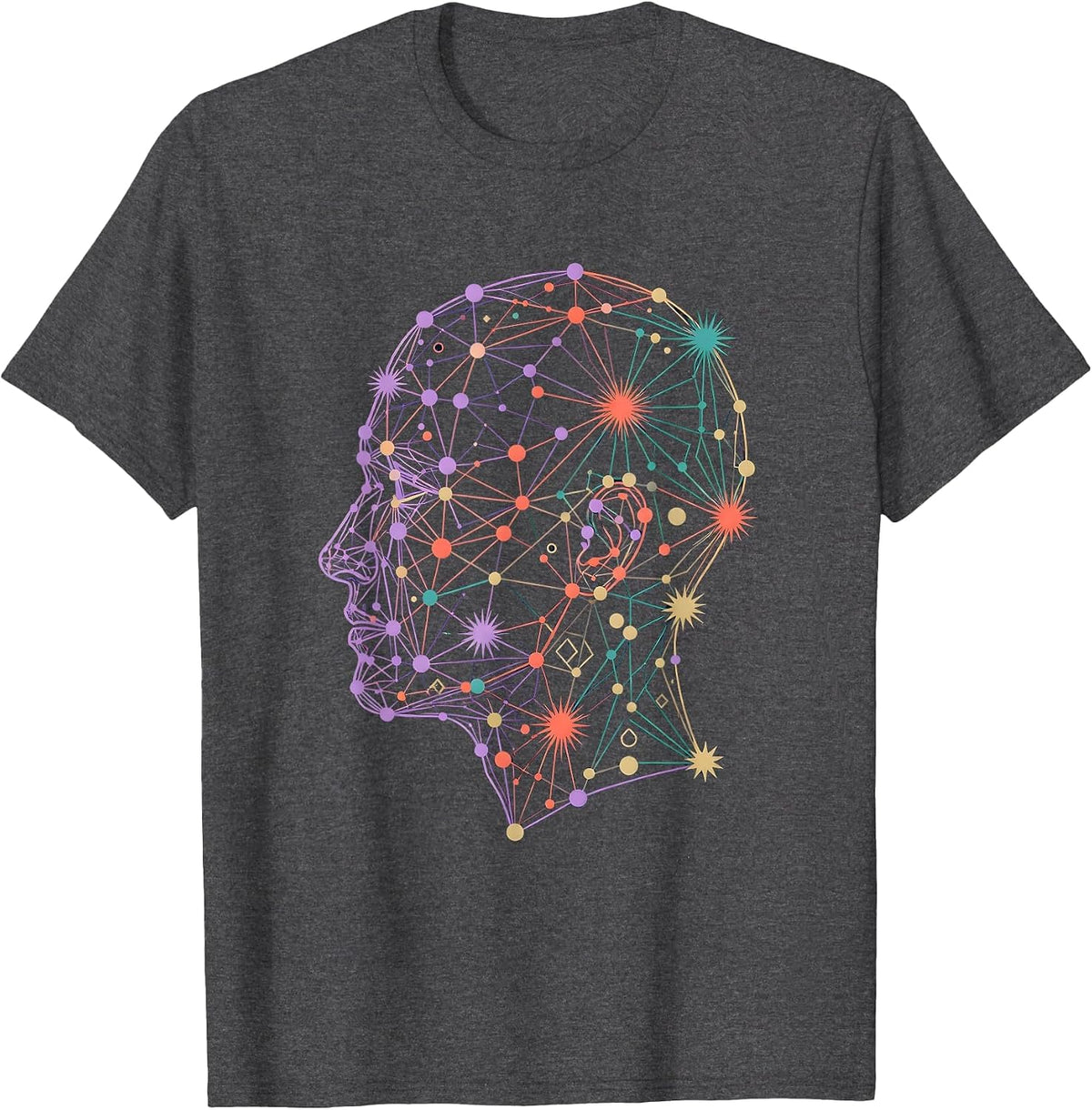Neurodiversity Constellation Mind Star Map T-Shirt - Dark Heather Grey