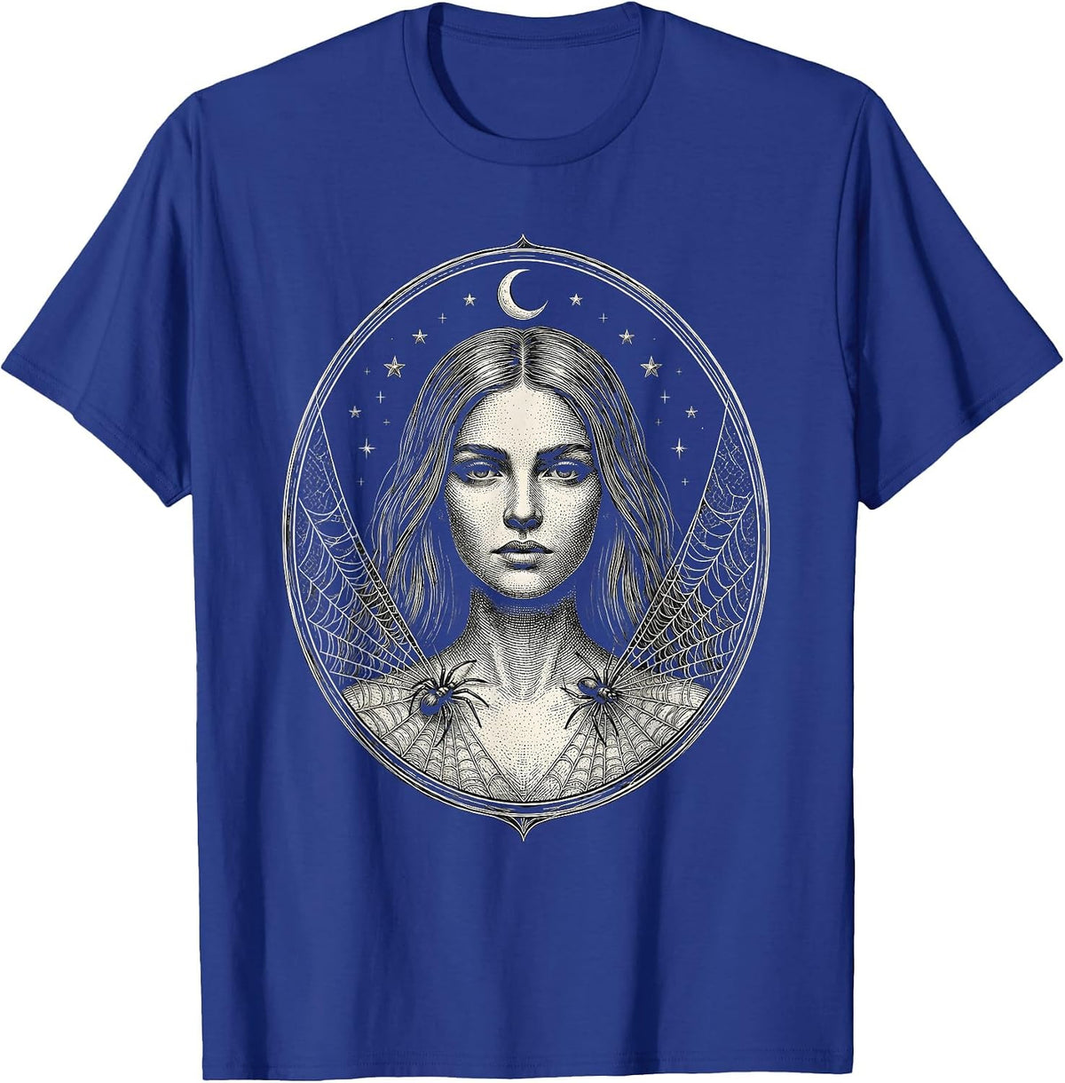Emo Spiderweb Shoulder Tattoo Illustration T-Shirt - Royal Blue